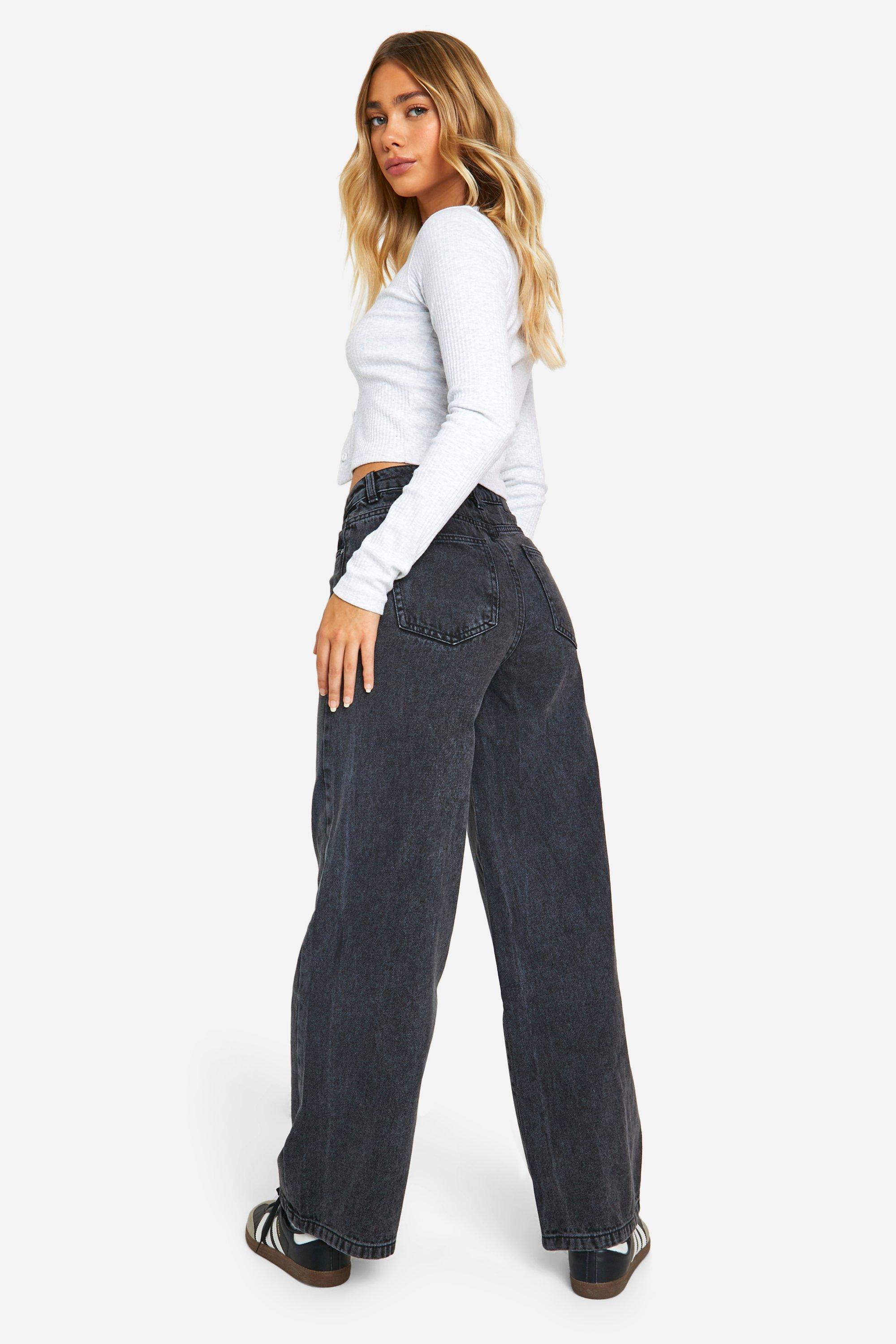 Basics High Waisted Super Wide Leg Jeans | boohoo